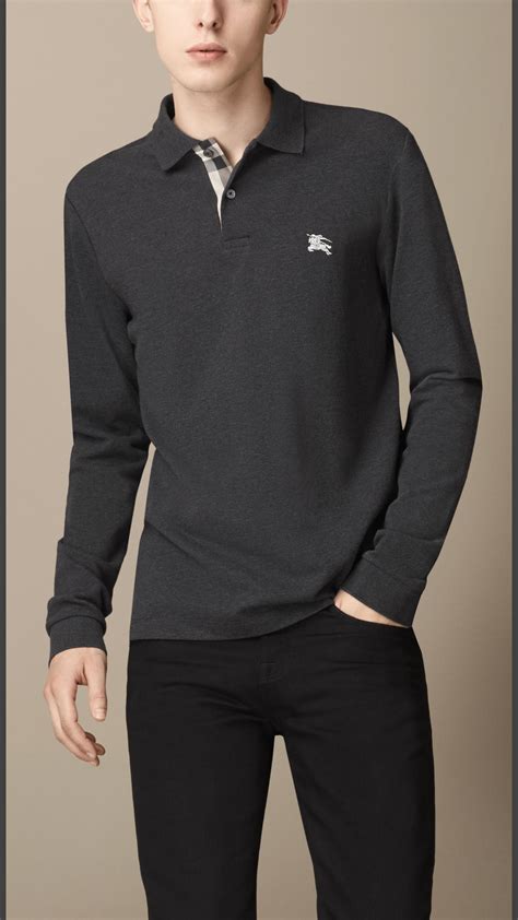 burberry polo grey|burberry white long sleeve polo.